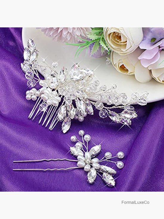 5 Piece Wedding Hair Comb Set Rhinestone Bridal Hair Pins for Women